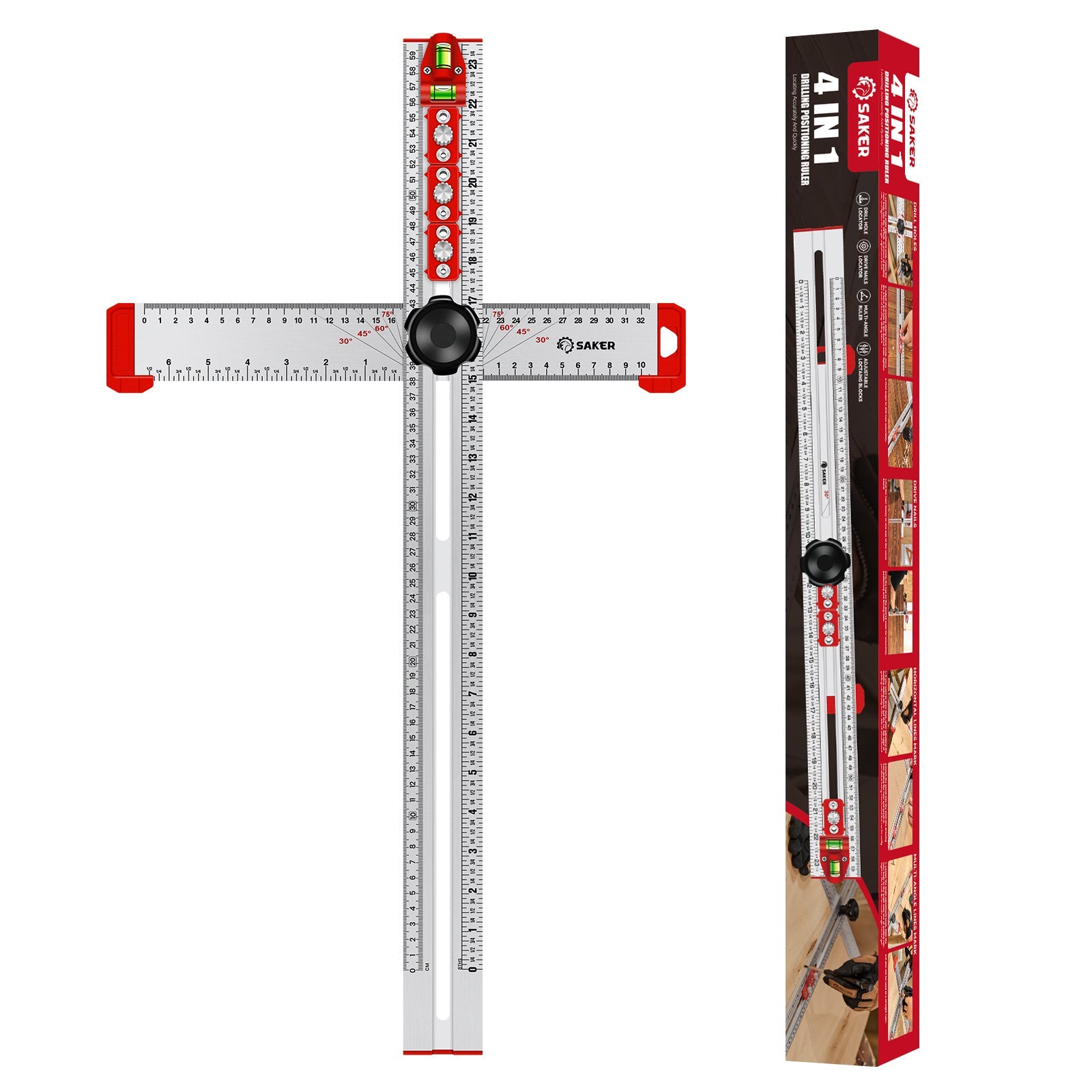 4 in 1 Drilling Positioning Ruler